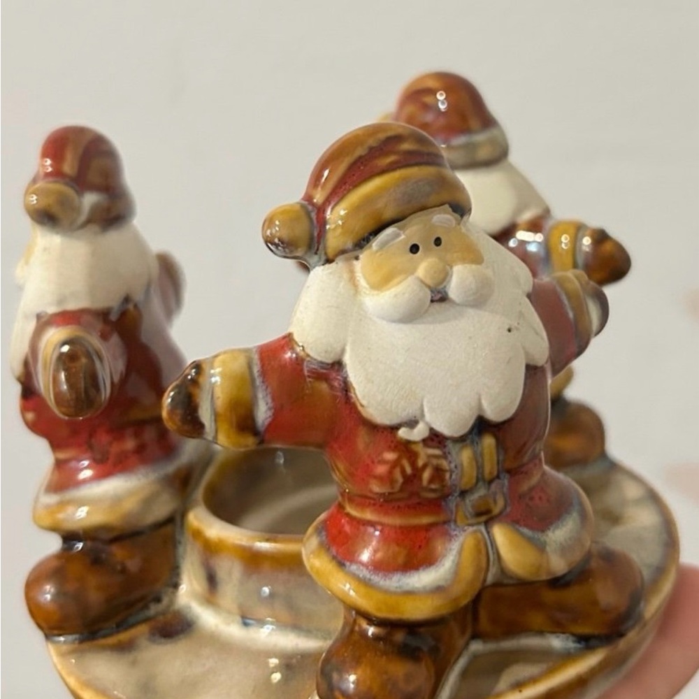 Vintage Ceramic Santa Christmas  Candle Holder